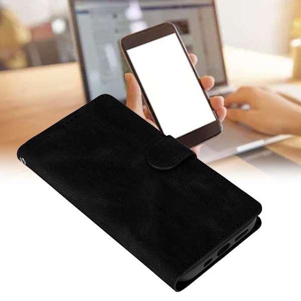 Klassisk PU Læder Wallet Kort Flip Case Magnetisk Spænde Telefon Cover Shell til Iphone 13 Sort