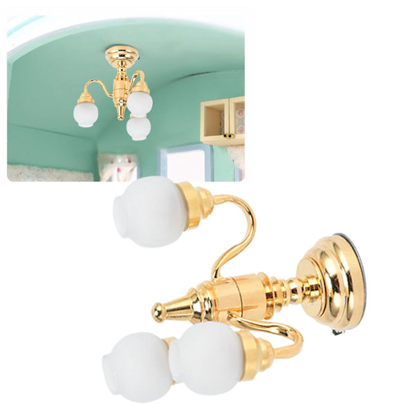 1:12 Dukkehus Lysekrone Miniature Udsøgt Elegant LED Loftslampe Dekoration