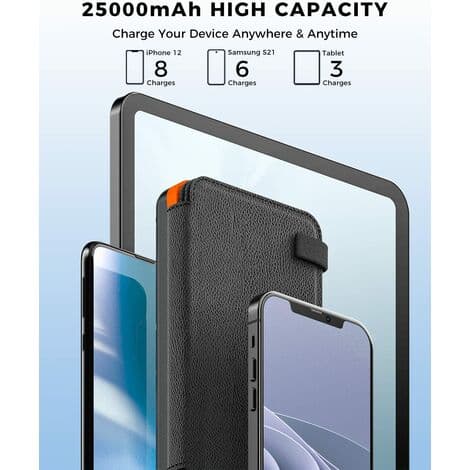 Oplader - Orange - Forstærket 25.000mah