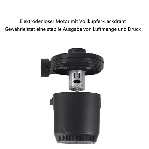 Elektrisk luftpump för luftmadrass, bärbar uppblåsare och tömningspump med 3 munstycken för uppblåsbara kuddar, luftmadrasser, simringar, poolleksaker