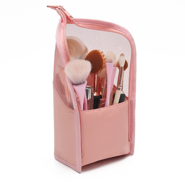 Makeup borste arrangör väska, hög kapacitet bärbar stand-up makeup borste hållare, professionell konstnär makeup borste set väska vattentät dammtät makeup