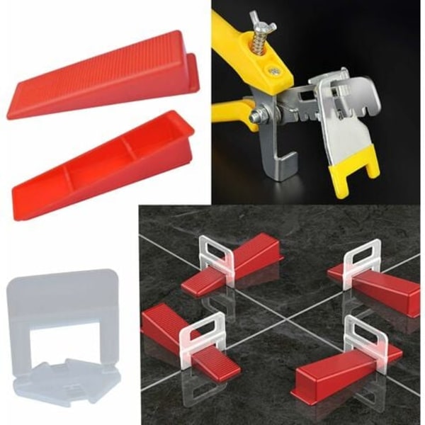 Flisenivelleringssystem 1/8 flisenivelleringsafstandsstykke med flisetang, 300 clips flisenivelleringsafstandsstykker