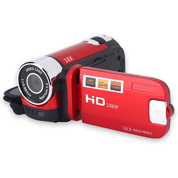 Videokamera, Full HD High Definition Digitalt Videokamera, 16x Zoom, COMS Sensor, 270° Rotasjon, 2.4\" Fargeskjerm, Videoopptak