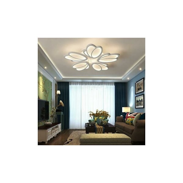 LED Loftlampe, Kreativ Bladformet LED Loftlampe, 70W 5600lm Hvid Lysekrone, 6000k Hvidt Lys, Stue Køkken Soveværelse Spisestue