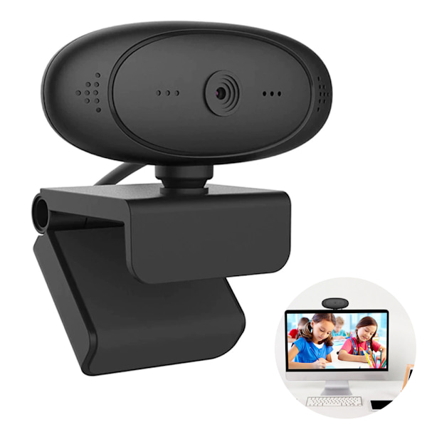 1080P Webkamera med Mikrofon, Driverfri USB HD Webkamera for PC/Mac/Laptop/MacBook/Nettbrett