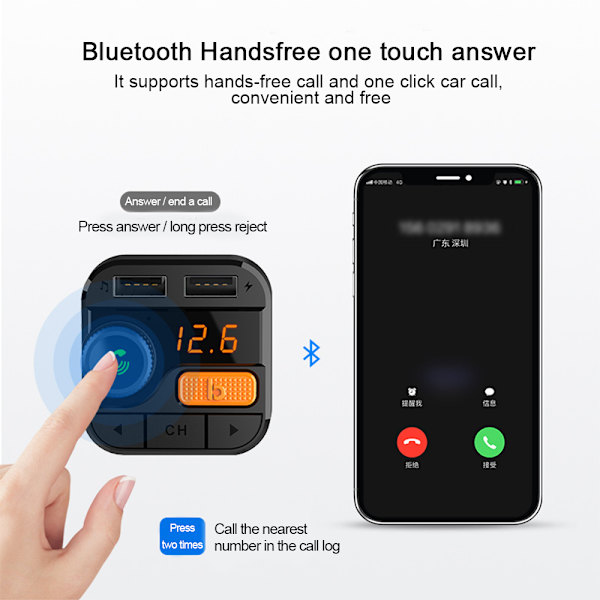 Bluetooth 5.0 Autosarja LED-digitaalinäytöllä, langaton FM-lähetin autoon, kaksois-USB-ulostulo, tukee U-levyä/SD-äänisovitinta, vastaanotin, äänikehote
