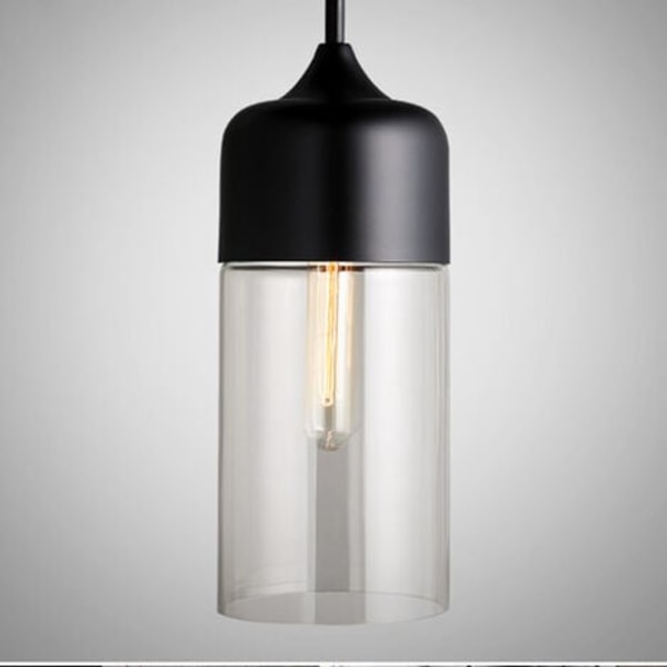 Moderne Glas Langstrakt Cylinder Pendel Lampe Design Hængelampe Justerbart Reb Spisestue Soveværelse Kontor Stue Bar Cafe