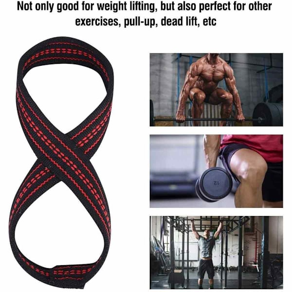 2 stk. Figur 8 Vektløftestropper Markløft Håndleddsstropp Pull-ups Håndleddsstøtte Gym