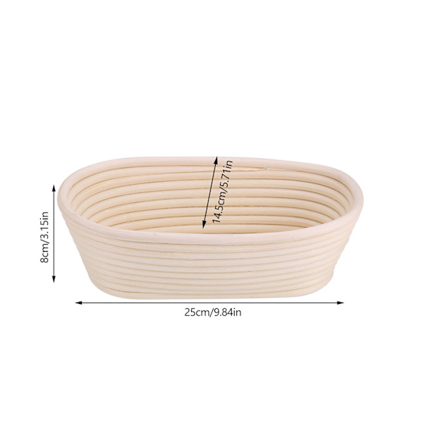 Håndlavet Ubleget Naturlig Rør Proofing Kurv Dej Brødbagning, 25x14.5x8cm