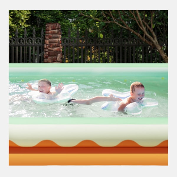 Oppustelig swimmingpool 3 lag foldbar PVC blæse swimmingpool til indendørs gårdhave orange 1,5 m