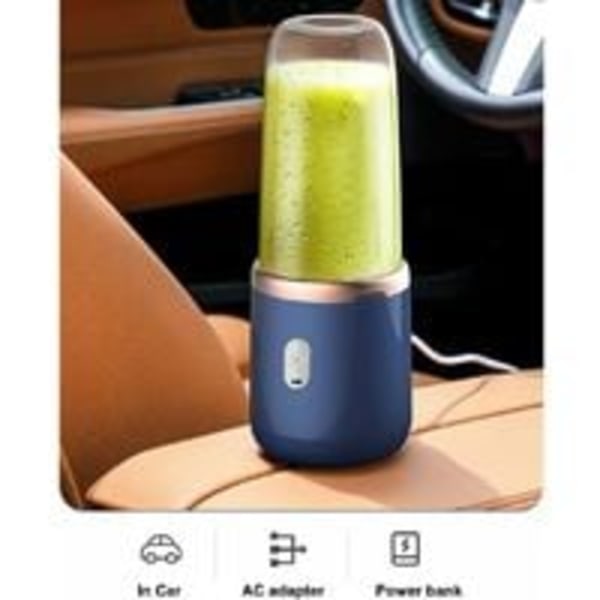 400 ml:n pieni kannettava hedelmätehosekoitin, jossa on 6 ruostumattomasta teräksestä valmistettua terää, henkilökohtainen tehosekoitin vihannesten smoothieille ja pirtelöille, USB-ladattava sähkötehosekoitin +