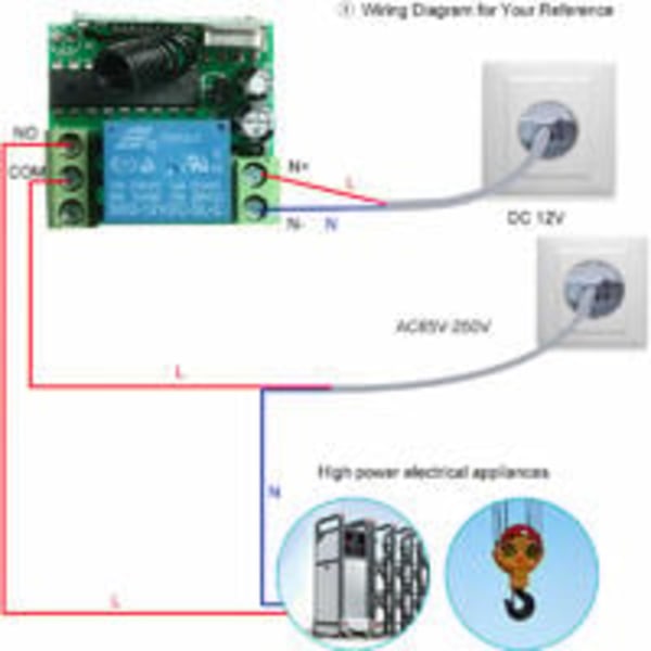 433Mhz DC12V 1Ch RF trådlös fjärrkontrollbrytare, fjärrkontroll + 2 st