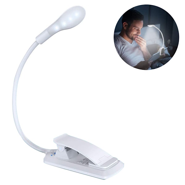 Boglampe, genopladelig LED USB læselampe, øjenbeskyttende clip-on lampe, sengelampe til børn og bogorme, til seng, sofa, nodestativ, kontor, rejser