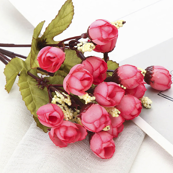 Konstgjord minivårt tebud simulering rosblad pärlbud för vardagsrumsblomsterarrangemang dekoration