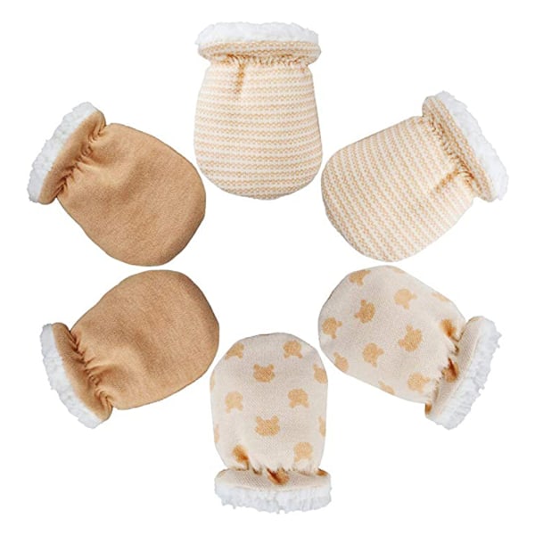 3 par babyvotter hansker varme babyhender skrapevotter skrapemuffer unisex babyhansker bomullsvotter for nyfødte