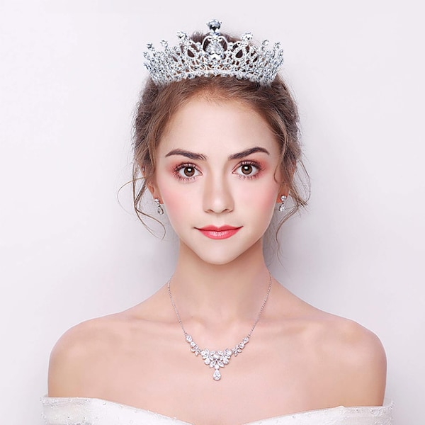 Krystallkroner og tiaraer med kam-hodeband for jente eller kvinne bursdagsfest bryllup prom brud jul valentinsdag