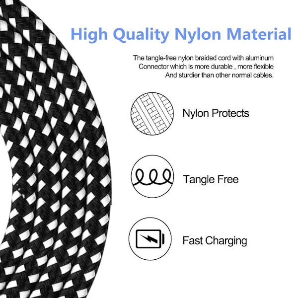 4 kpl iPhone-latauskaapeleita 3FT/6FT/10FT Nylonpunottu Nopea USB-lataus- ja synkronointijohto Datakaapeli iPhone-datakaapeli Yhteensopiva iPhone 11/Xs/Max/Xr/X/8 kanssa
