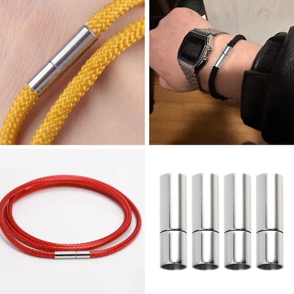 Sølv Snore Endestykker Kæde Lås Spænde, Pakke med 12 DIY Tønde Skrue Låse til Læder Reb Halskæde Armbånd Slide Spænde (Sølv 3 mm)