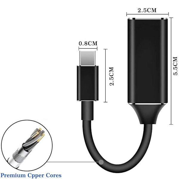 USB C til HDMI Adapter, 4K Type-C til HDMI Adapter (Thunderbolt 3 Kompatibel) med Video Audio Output til MacBook Pro 2019/2018/2017, Note 9/S9/Note