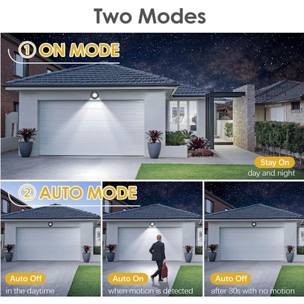 Utomhusvägglampa med rörelsesensor | Utomhus LED-belysning | Sladdlös batteridriven belysning | 360 graders rotation och lutning