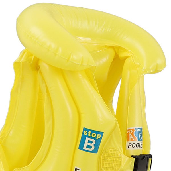 Oppustelig svømmevest til småbørn med hurtigudløser spænde, flydevest til børn, svømmevest til børn i alderen 3-8 år, medium M størrelse, gul