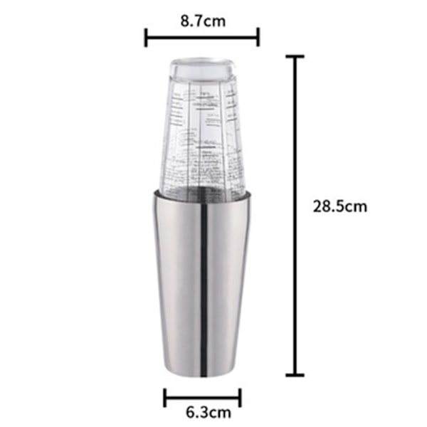 Rustfrit stål 700 ml krus + 400 ml glas, fødevaregodkendt, elegant cocktail shaker inklusive gaveæske