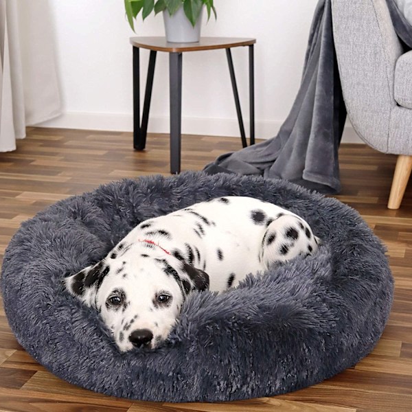 Hundeseng, Katteseng, Rund Donut Sofa til Små Hunde, Kattepude, Beroligende Plys Seng til Kæledyr, Indendørs Blød Komfortabel Sød Kunstpels
