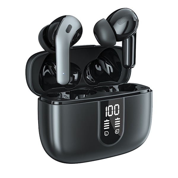 Bluetooth Hodetelefoner Ekte Trådløse Ørepropper LED Strømdisplay Øretelefoner med Trådløst Ladeetui In-Ear Ørepropper med Mikrofon