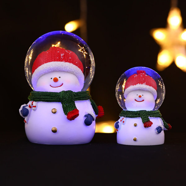 Jule Sne Globe Farveskiftende Lysende Julekrystalkugle Dekor Harpiks Glas Julekugle Ornamenter Stort Hovedet Stor Snemand
