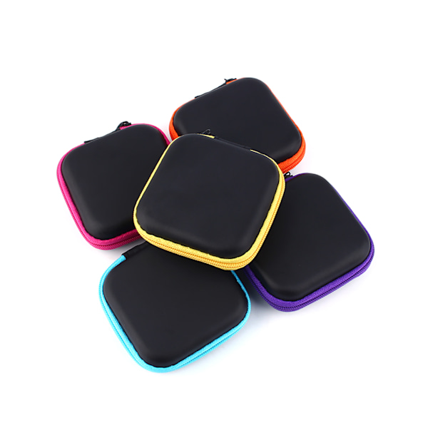 1 stk. Hård Æske Gadget Etui Opbevaringspose Til Nøglering Hovedtelefoner Kabel USB Dataledning (blå) 7*7*3CM