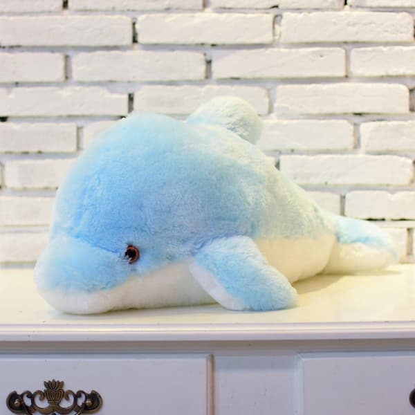 LED Lysende Utstoppet Delfin Leke Plysjpute (Blå, 30cm)