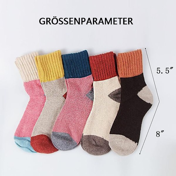 Dame Sokker Vinter Sokker 5 Par Åndbare Varme Bløde Farverige Farver Premium Kvalitet Klimaregulerende Effekt