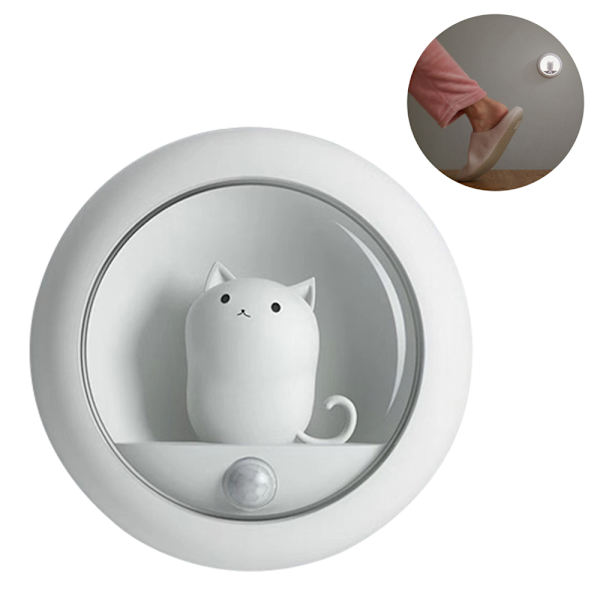 Underbara rörelsesensor katt nattlampor för kattälskare flickor med uppladdningsbart batteri, inbyggd magnet med 2 ljusstyrkenivåer