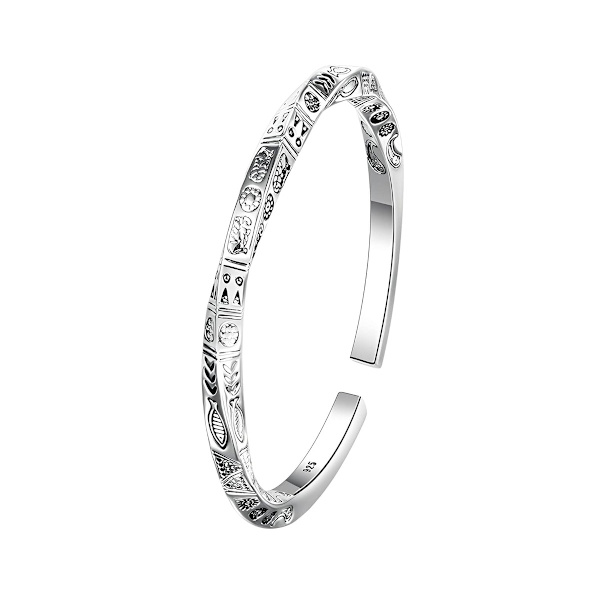 Sterling Silver Bangle Armband för Kvinnor, Handgjorda Mode Armband Smycken
