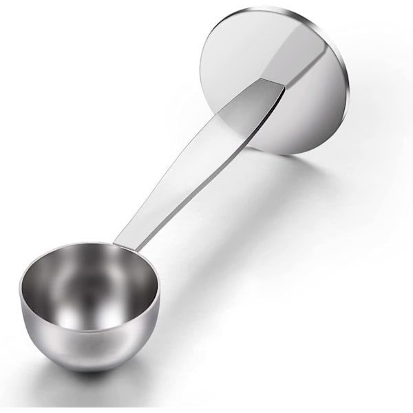 2-i-1 Kaffemåleske i Rustfrit Stål med Tamper, Dobbeltfunktionel Kaffeske, Multifunktionel Skeholder, Kaffeværktøj til Måling og Tampning (sølv, 2 stk.)