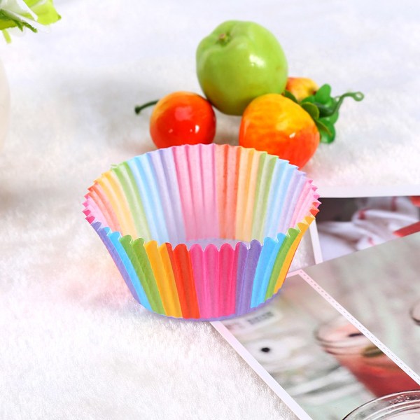 100 stk. Farverige Cupcake Forme Papir Bageforme Muffin Forme Kageform