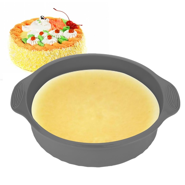 Silikonform Rund Form Bakform för bakning av tårta pizza bröd och mer (Grå)
