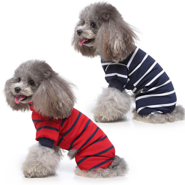 2 stycken husdjurskläder Hemkläder Randiga hundkläder Pyjamas Hög krage husdjurskläder Fyrbenta kläder