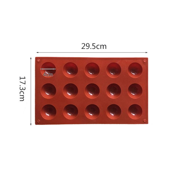 15 Hule Halvrunde Silikonforme - Mini Halvkugle Rund Kuppelform, Bombe Tekake Bageform til Kagedekoration