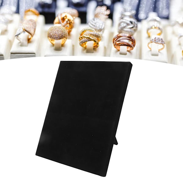 Ring Display Holder 50 Slots Sort Fløjl Rammeløs Smykke Organizer Bakke til Øreringe