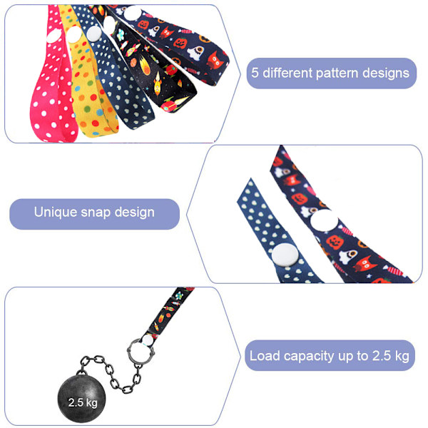 AFASOES Pakke med 5 holderstropper for leker, anti-fall stropp, baby lekehenger, flaskestopper med 2 kroker, smokkestropp, lekeholder, vognhenger