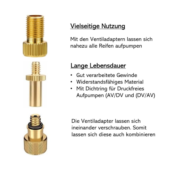 Cykelventil Adapter Fransk SV Dunlop DV Sclaverand AV Bilventil Nål