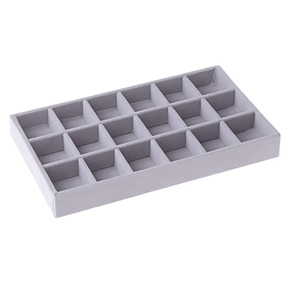 Handgjorda sammets smyckesbrickor stapelbara ringar örhängen armband arrangör förvaringsbricka (12/18/24 fack)