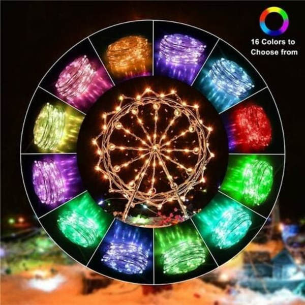 Festiva ljusslingor - Anslutna ljusslingor för julgran - Styrbar via smartphone, inomhus/utomhusljusdekoration (10M100LEDS)