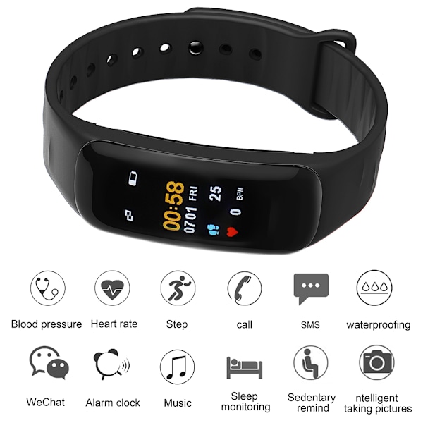 F602 0,96 tommer Vanntett Bluetooth Smart Sport Armbånd Hjertefrekvens Blodtrykksmåler