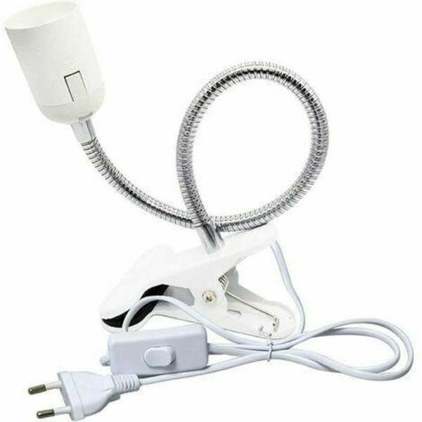 Spotlight E27 Klemme til Læselampe i Seng, AC 230V, Clip-on Fatningskabel med Kontakt, E27 Klemmelampe Clip Fleksibel Svanehalslampe til Akvarium