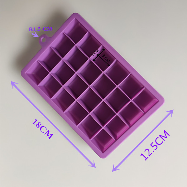 Isterningebakker med låg, 3-pak (Grøn + lilla + pink) Silikone isterningebakker Fleksible og nemme at frigøre 24 isterningeforme BPA-fri