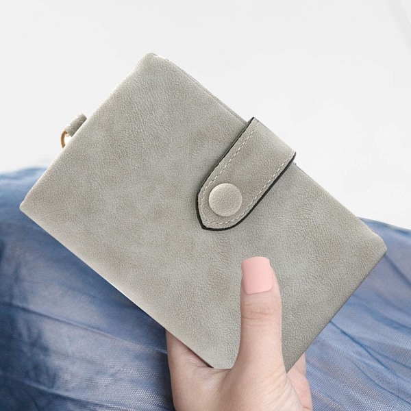 Fashionabel Damepung Clutch Tri-fold Fashionabel Dametaske Multi-kort Frosted Kort Pung Håndledstaske med Kortholder Møntpung