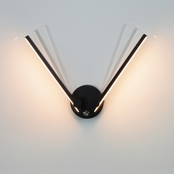 Badrumsvägglampa med strömbrytare 2 glödlampor 12W LED för badrumsspegel 73cm Dubbel LED-lampa Justerbar arm 300° (Svart 3000K)