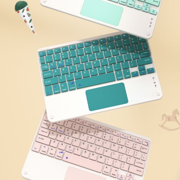Ultra-tynd trådløst Bluetooth-tastatur med touchpad - Universelt genopladeligt tastatur til iPad iOS Android Windows-enheder